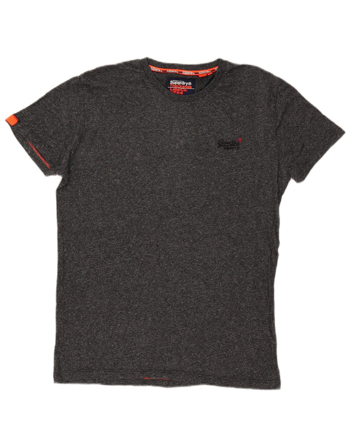 Мужская футболка Superdry Top из хлопка среднего серого цвета с крапинками