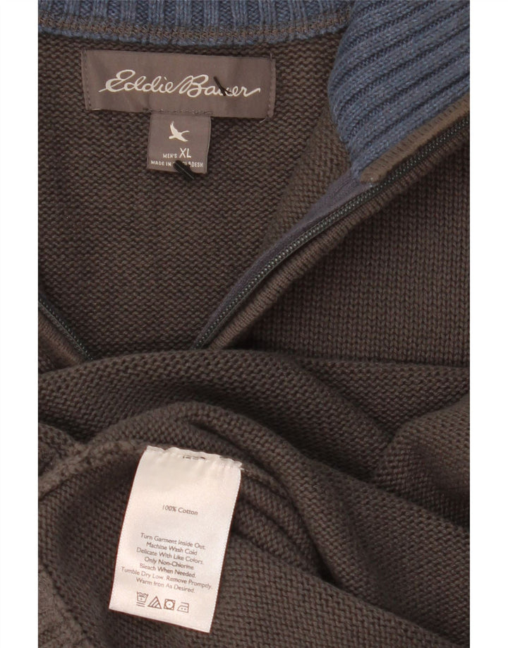 Мужской джемпер с воротником на молнии EDDIE BAUER XL, серый хлопок