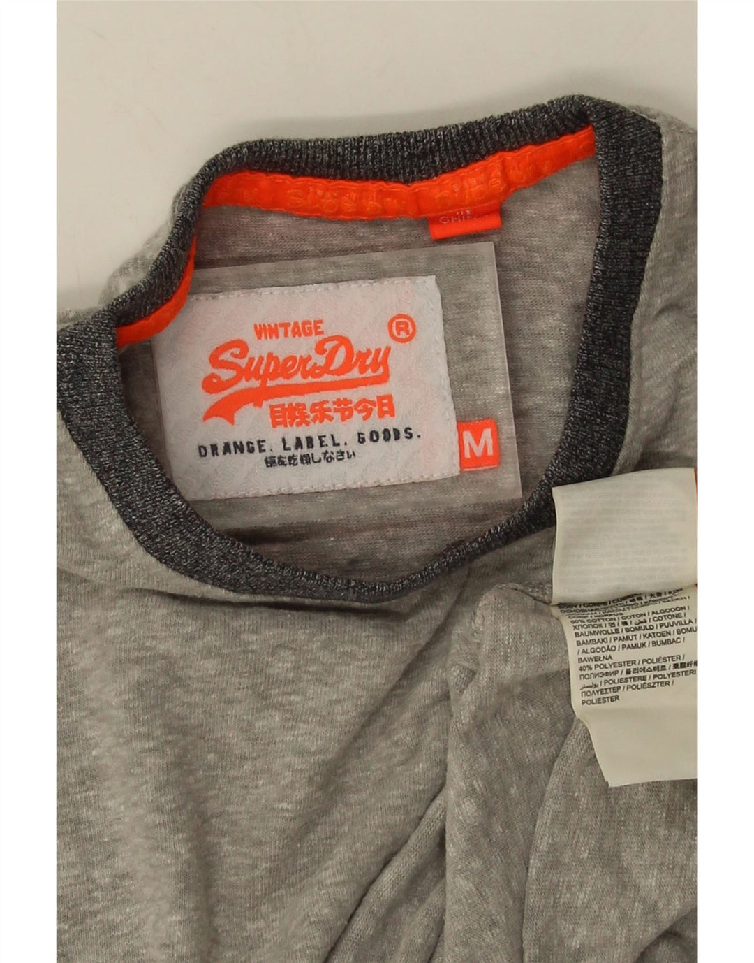 Superdry Мужская футболка из хлопка среднего серого цвета с крапинками