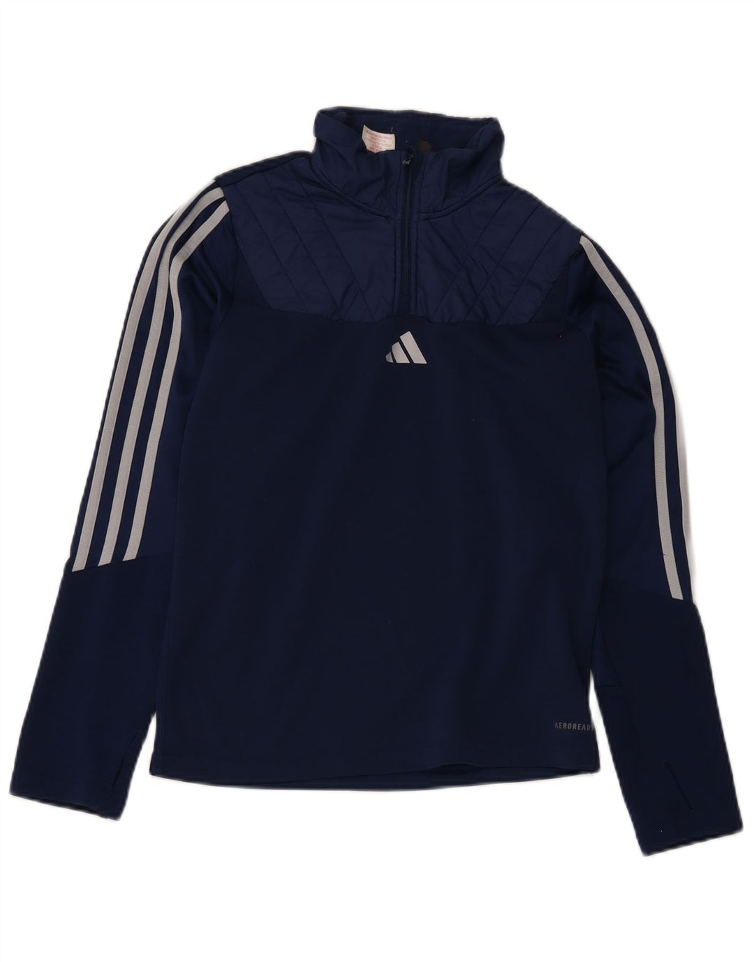 Пуловер с воротником на молнии Adidas для мальчиков Aeroready, спортивный костюм, топ 13–14 лет, темно-синий