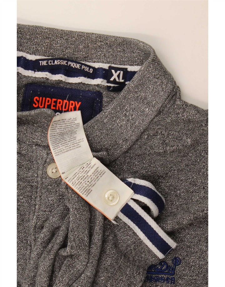 Мужская рубашка-поло Superdry XL, серая, хлопковая в крапинку