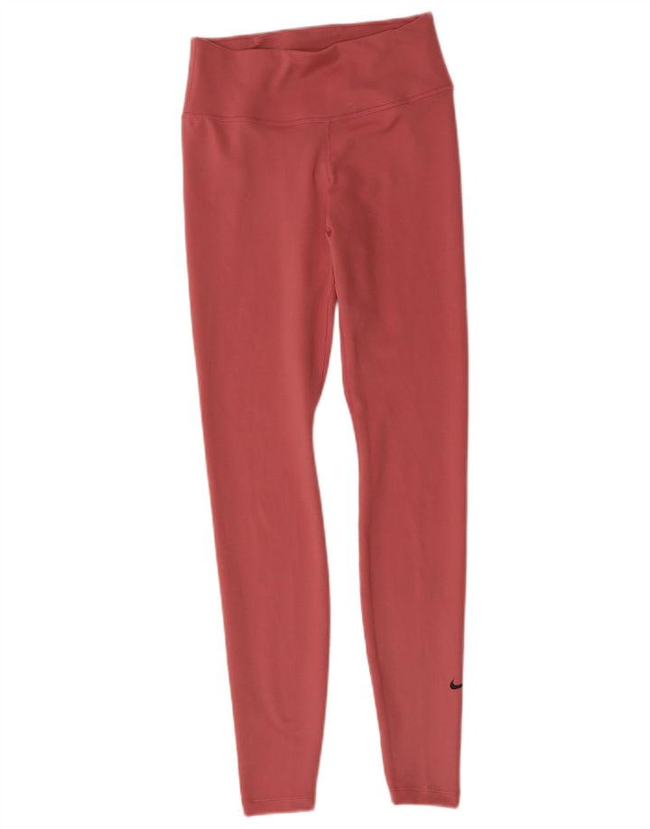 Женские леггинсы NIKE Dri Fit UK 8, маленькие розовые, полиэстер