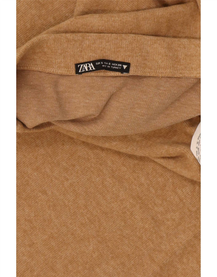 Женская трикотажная юбка-миди Zara, маленькая W26, бежевый полиэстер