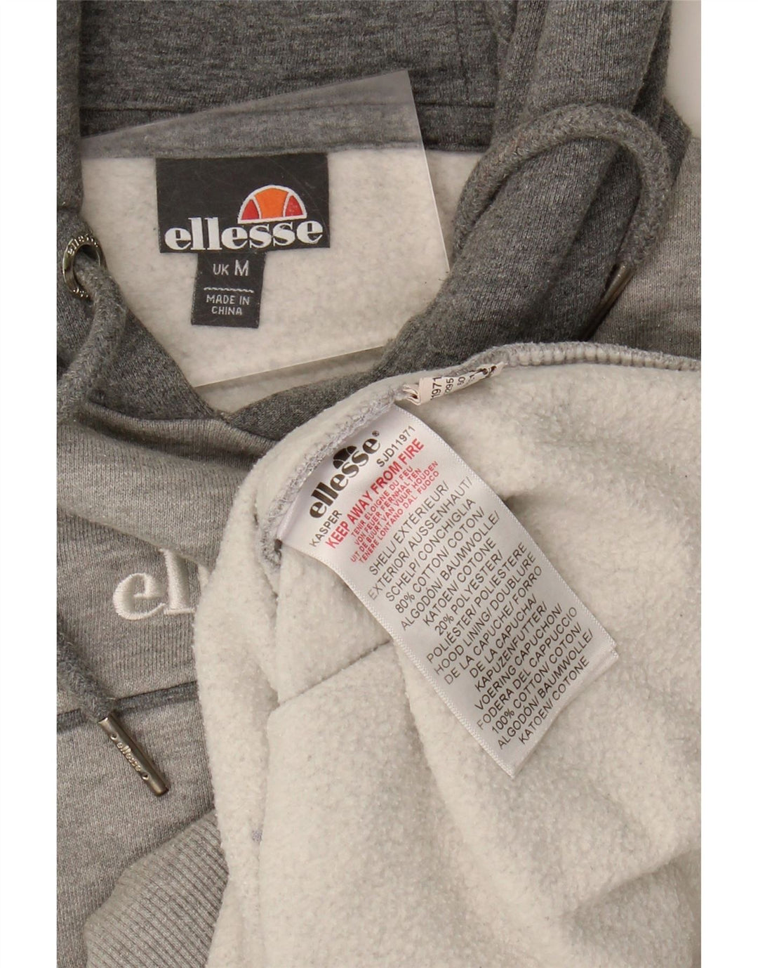 ELLESSE Mens Hoodie Jumper Medium Grey Cotton