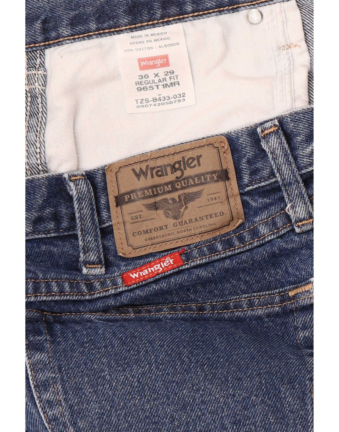 Мужские прямые джинсы Wrangler стандартного кроя W36 L29, синие, хлопок