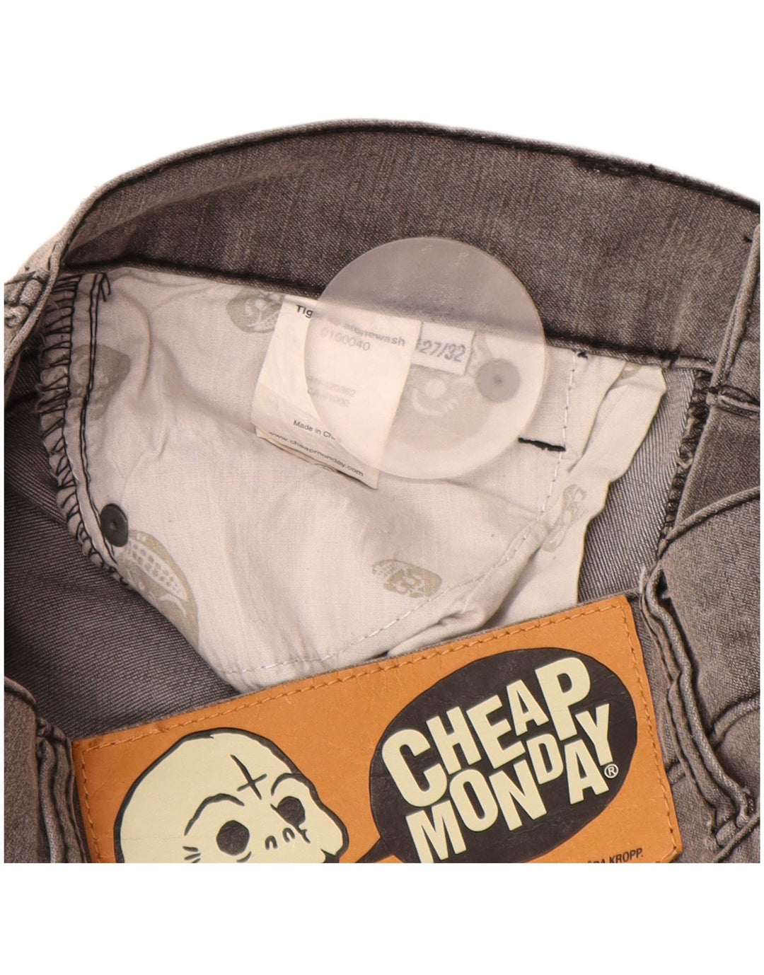 CHEAP MONDAY Женские джинсы скинни W27 L32 Серый хлопок