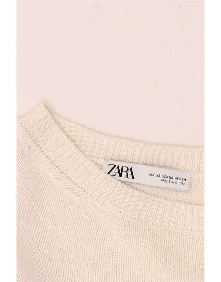 Женский укороченный топ Zara с длинным рукавом UK 6 XS, белый