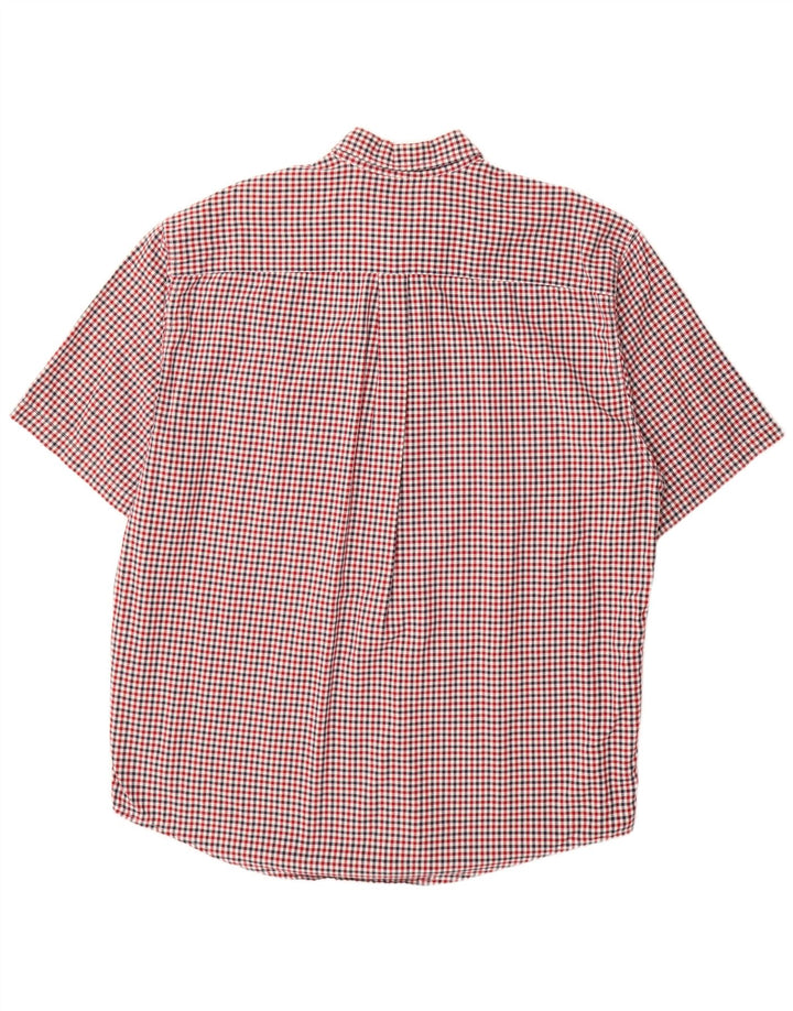 Мужская рубашка с коротким рукавом Eddie Bauer, XL, красный, хлопок в мелкую клетку