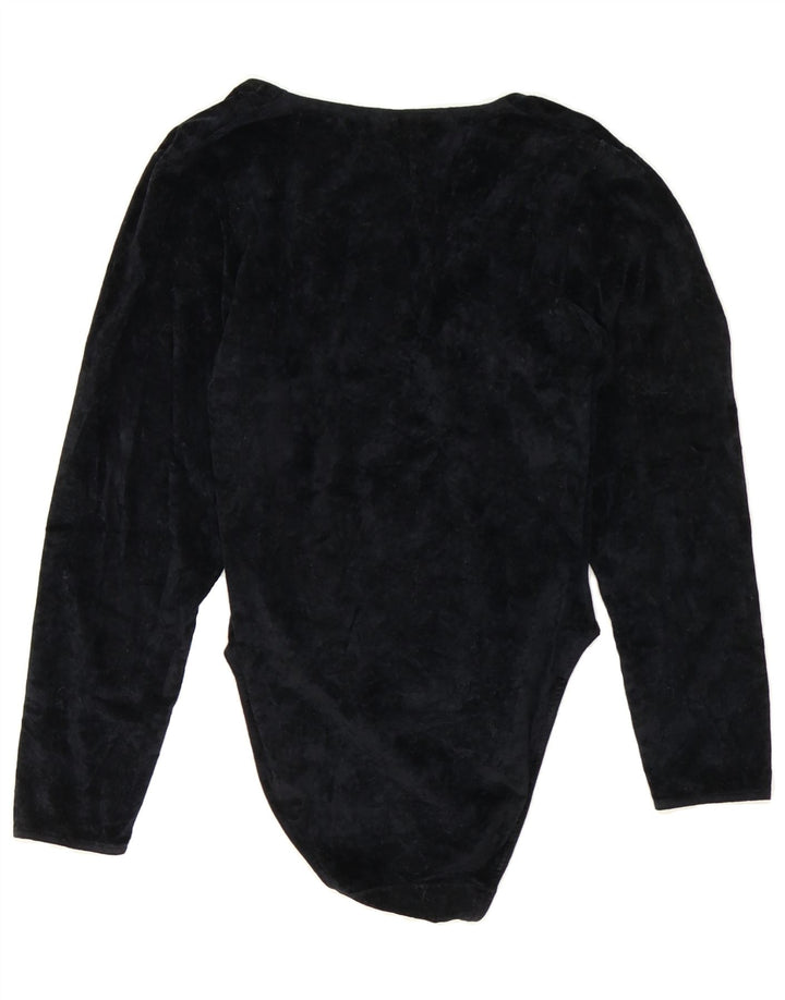 VINTAGE Womens Velvet Bodysuit UK 8 Small Black Vintage Vintage and Second-Hand Vintage from Messina Hembry 