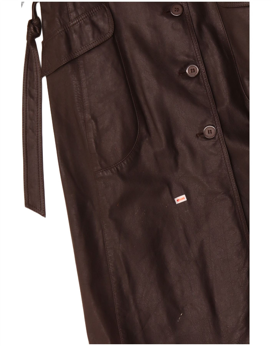 ВИНТАЖНОЕ Женское Кожаное Пальто UK 12 Средне-Коричневый Кожаный