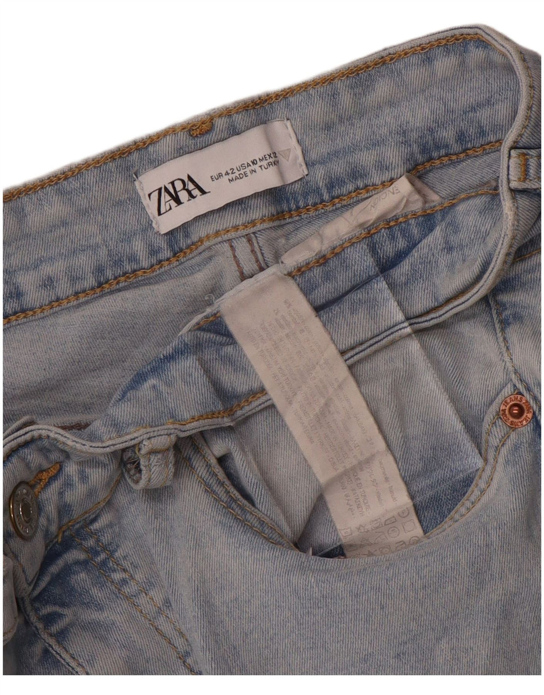 Женские расклешенные джинсы Zara EU 42, большие W32 L27, синие, хлопок