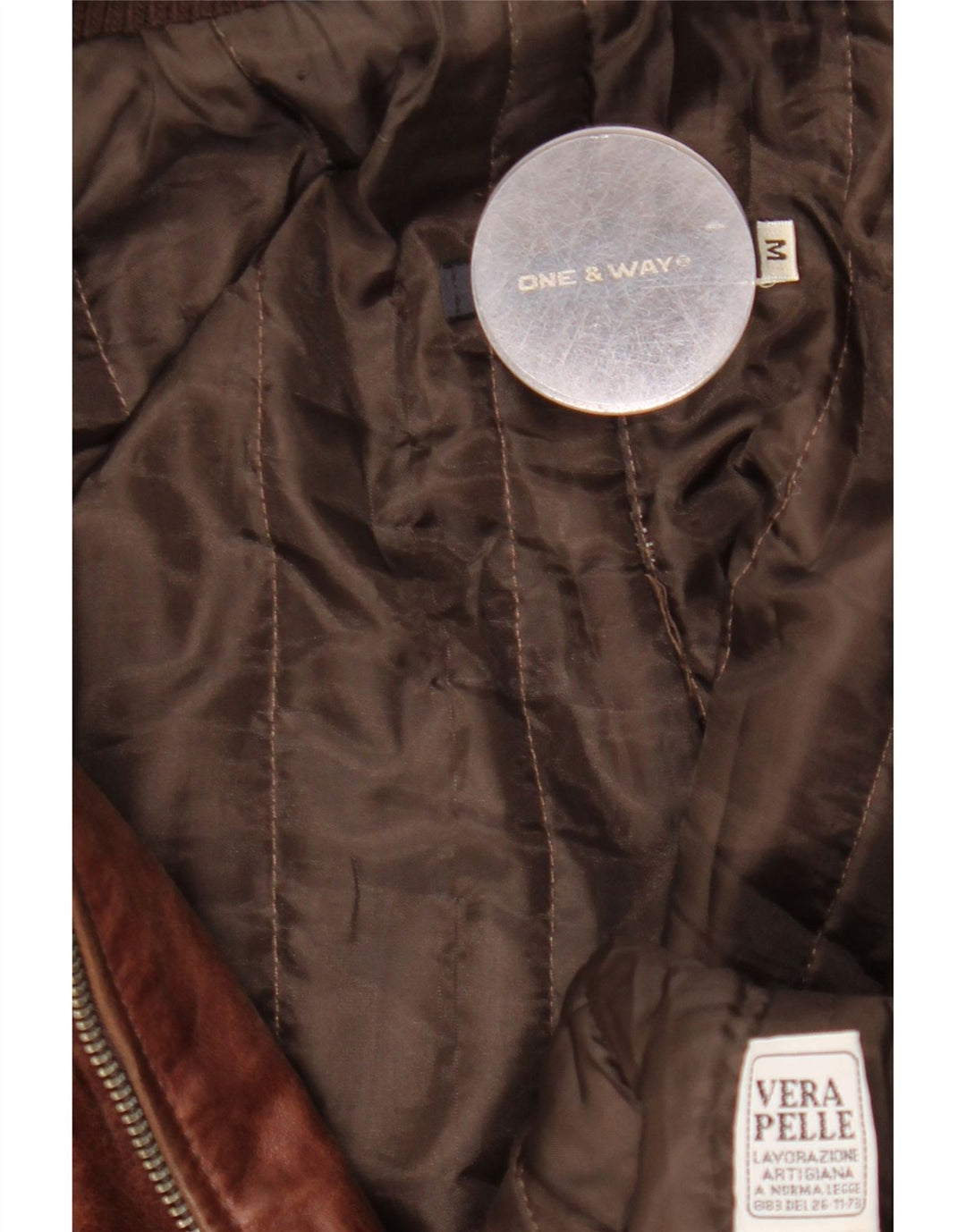 Винтажная мужская кожаная куртка UK 38, кожа среднего коричневого цвета