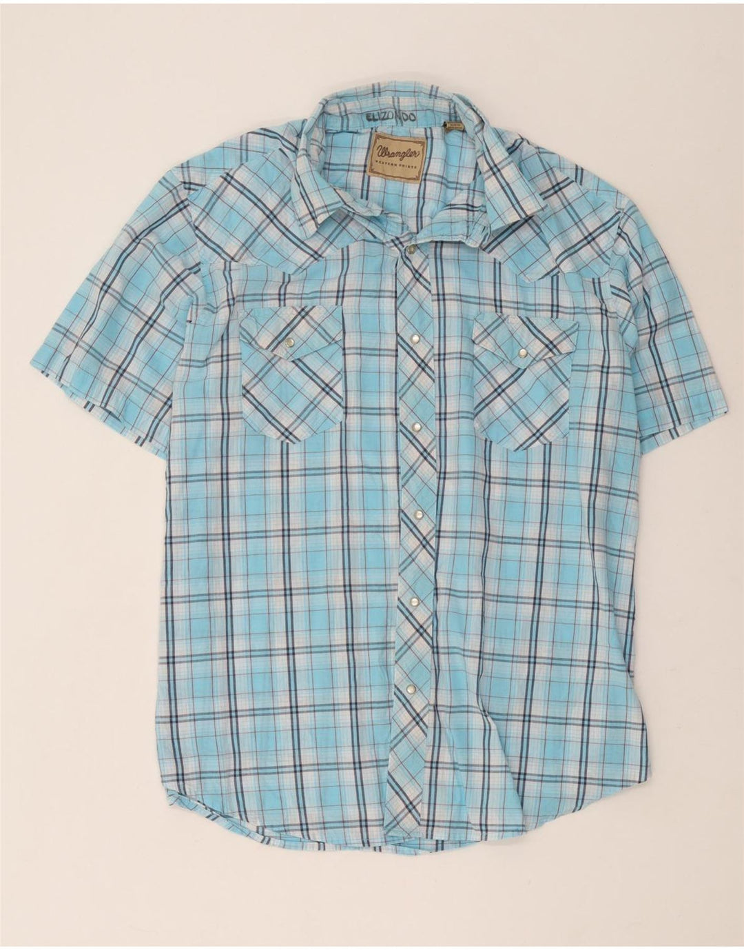 Мужская рубашка с коротким рукавом Wrangler XL, синяя клетка, хлопок