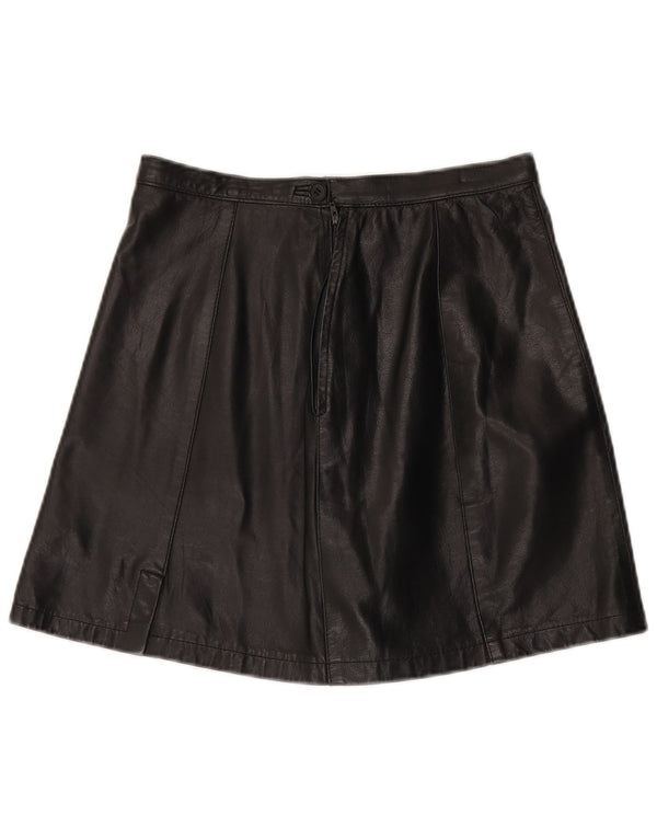 Винтажная женская кожаная юбка с высокой талией IT 46, большая W28, черная кожа