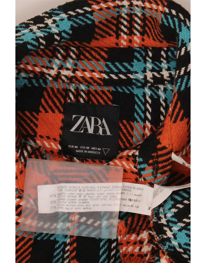 Мужская рубашка-рубашка Zara в разноцветную клетку, хлопковая, среднего размера
