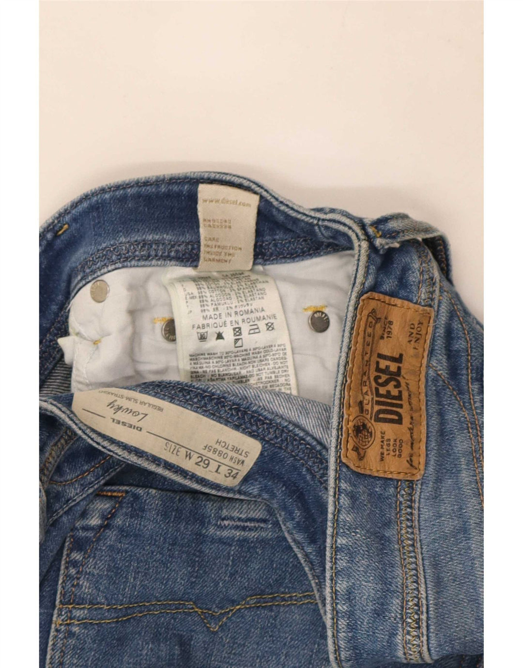 Женские узкие прямые джинсы Diesel Lowky Regular W29 L34, синий хлопок