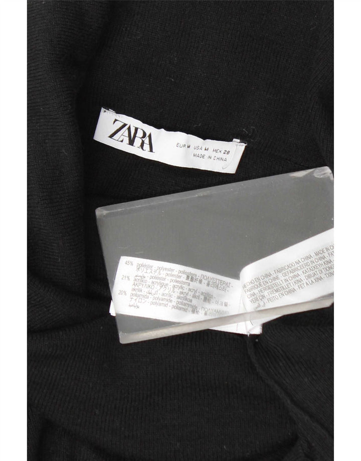 Женский джемпер с высоким воротником Zara UK 12, средний черный полиэстер