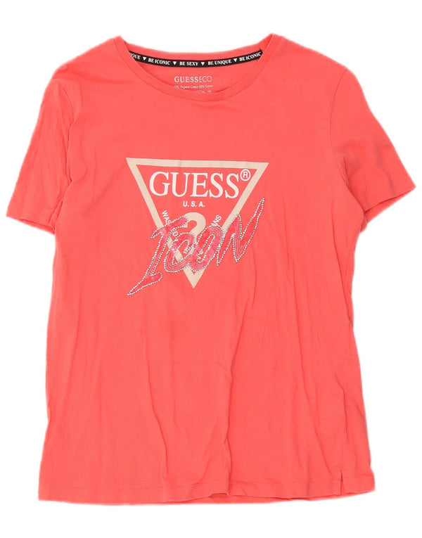 Guess Женская футболка с рисунком Top UK 16, большой розовый хлопок