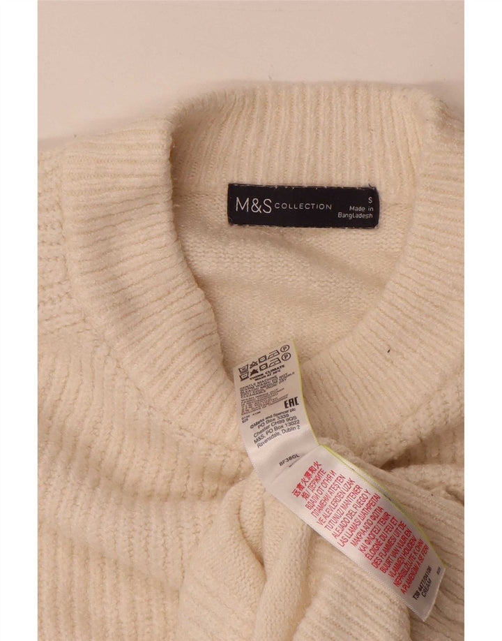 Женский джемпер с круглым вырезом Marks & Spencer, Великобритания, 10, маленький, белый