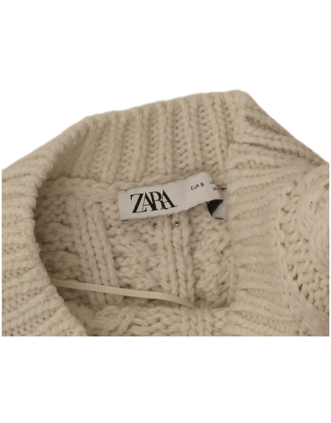 Женский укороченный джемпер с круглым вырезом Zara UK 8, маленький белый полиэстер