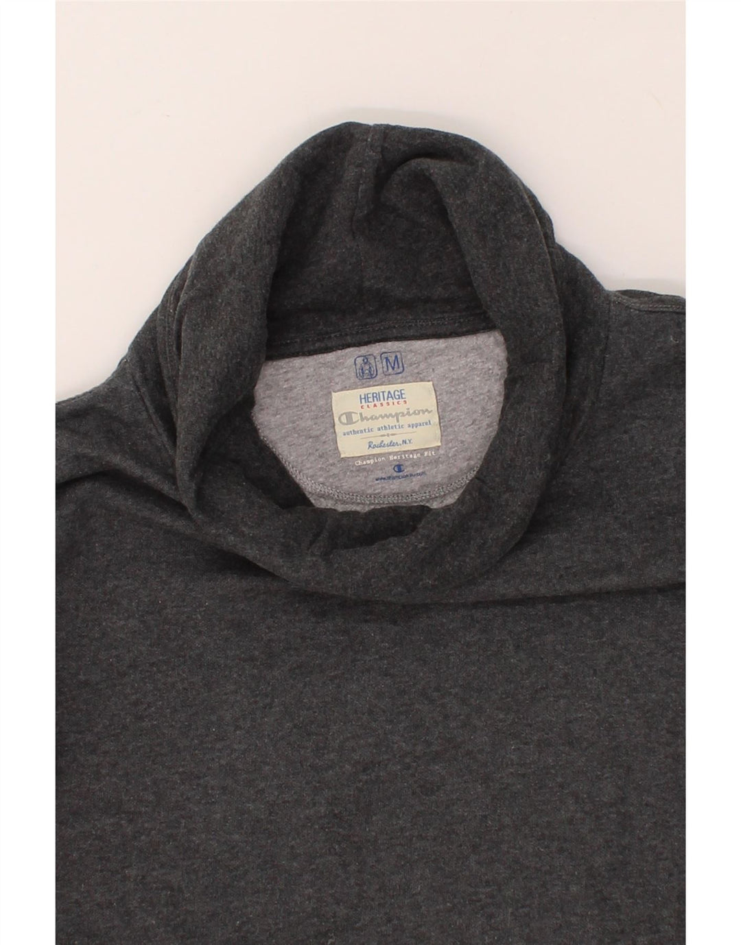 CHAMPION Womens Longline Roll Neck Top Long Sleeve UK 14 Medium Grey Vintage Champion and Second-Hand Champion from Messina Hembry 