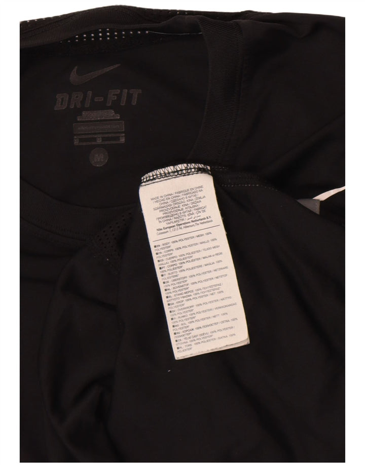 Мужская футболка Nike Dri Fit из полиэстера среднего размера, черная полоска