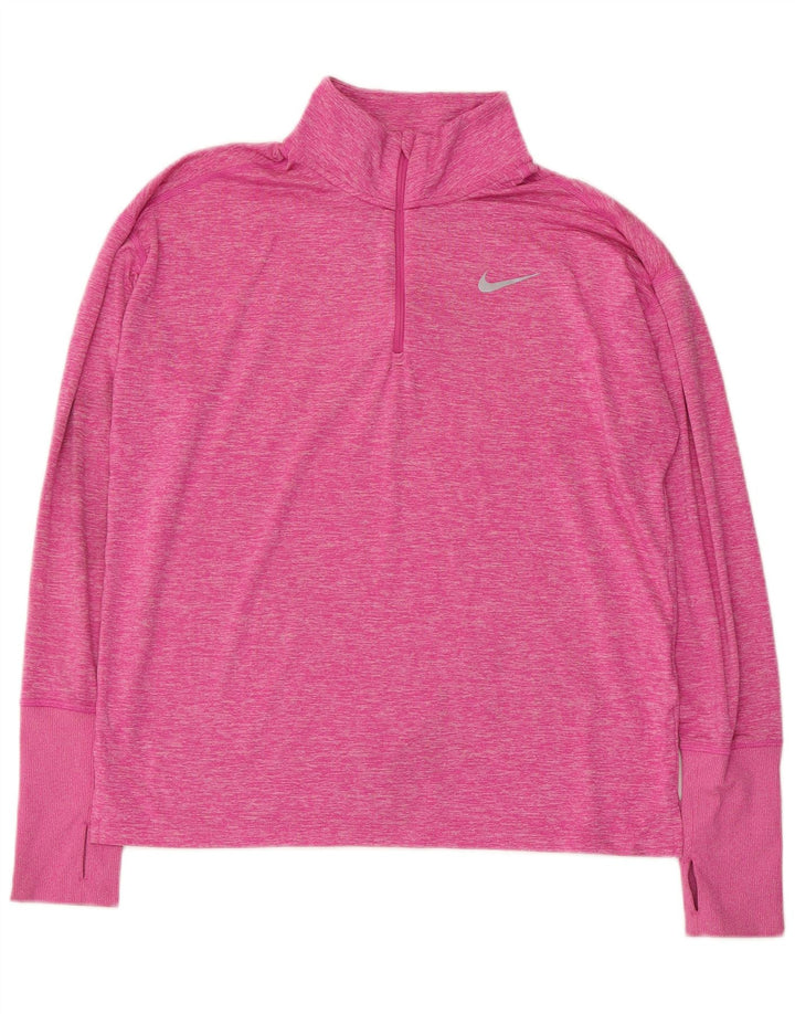 Женский спортивный костюм-пуловер с воротником на молнии Nike Dri Fit UK 14, средний розовый