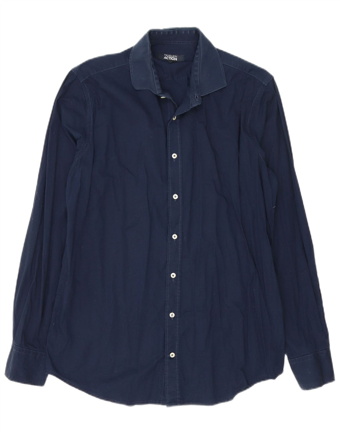 Мужская рубашка Trussardi, размер 41/42, большая, темно-синяя, хлопок