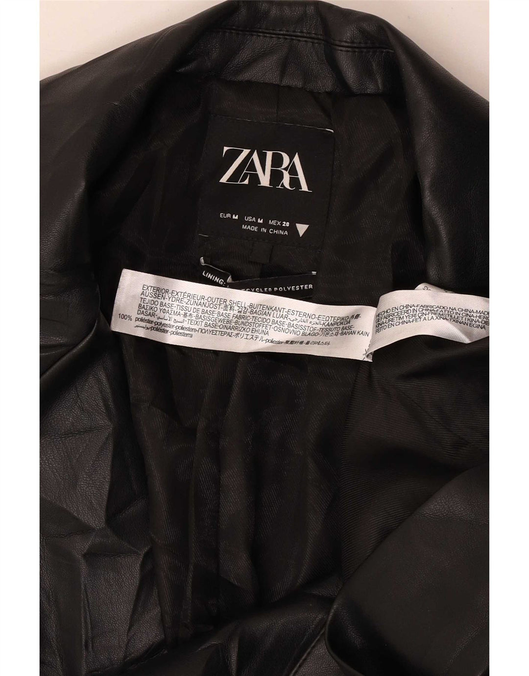 Женский пиджак из искусственной кожи Zara с 2 пуговицами, Великобритания 14, средний черный, классический