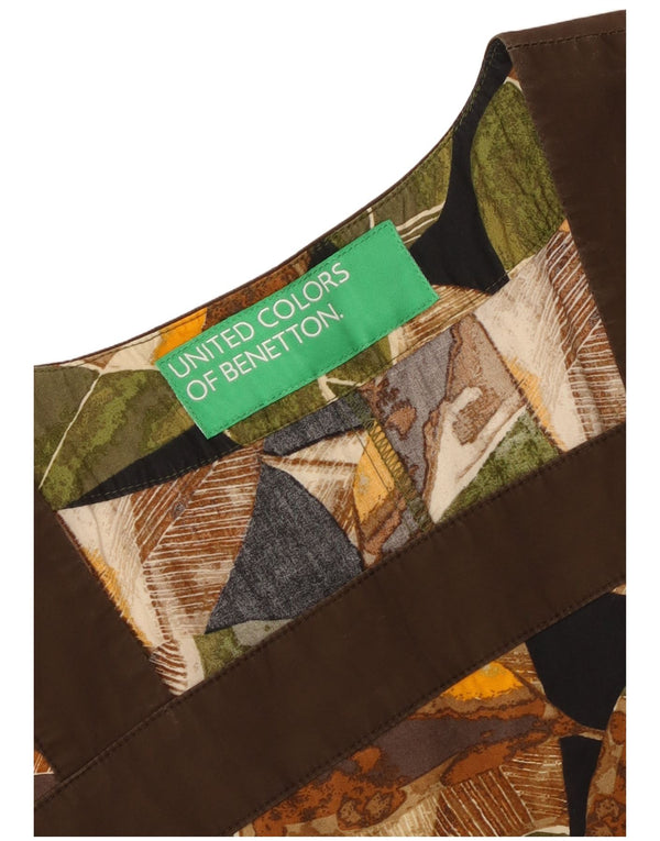 Женское платье-трапеция Benetton UK 12, средний разноцветный цветочный принт
