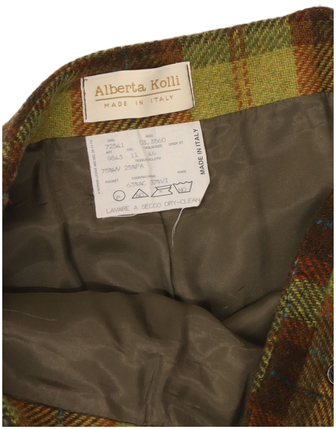 Винтажная женская юбка-трапеция IT 46, большая W32, зеленая клетка, акрил