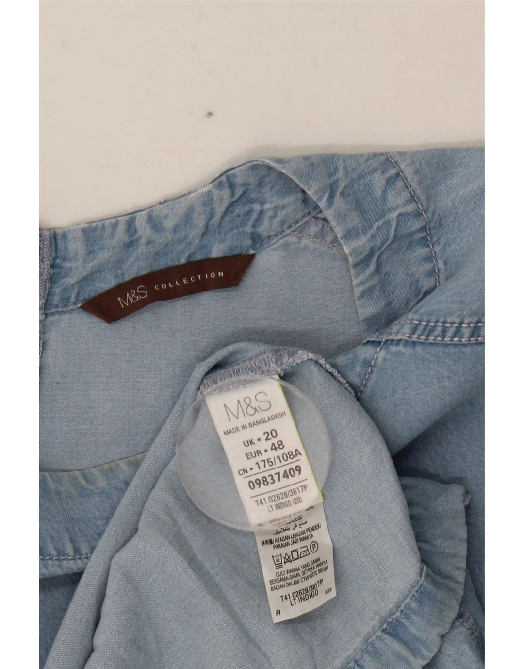 Женская джинсовая блузка MARKS & SPENCER UK 20 2XL, синий лиоцелл