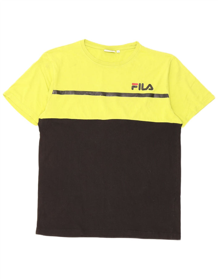Мужская футболка Fila, большой желтый цвет, хлопок с цветными блоками
