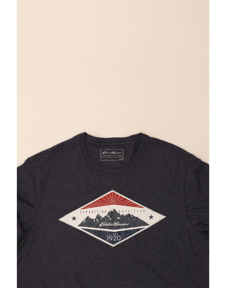 EDDIE BAUER Mens Graphic T-Shirt Top Large Navy Blue Cotton Vintage Eddie Bauer and Second-Hand Eddie Bauer from Messina Hembry 