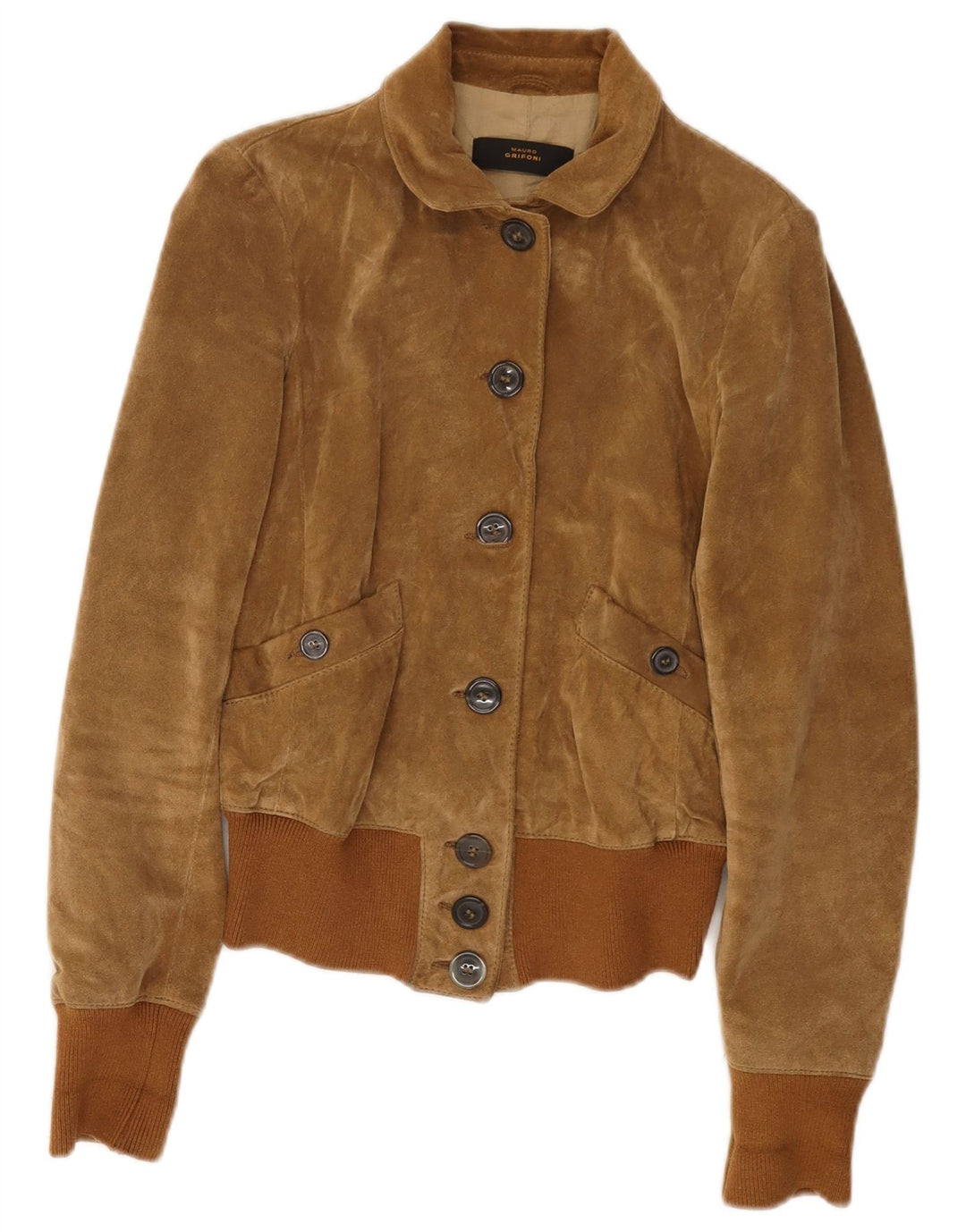 MAURO GRIFONI Женский замшевый бомбер IT 42 Средний Коричневый Кожаный