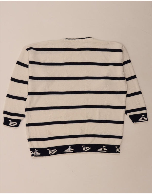 ВИНТАЖНЫЙ мужской свитер с круглым вырезом в большую белую полоску