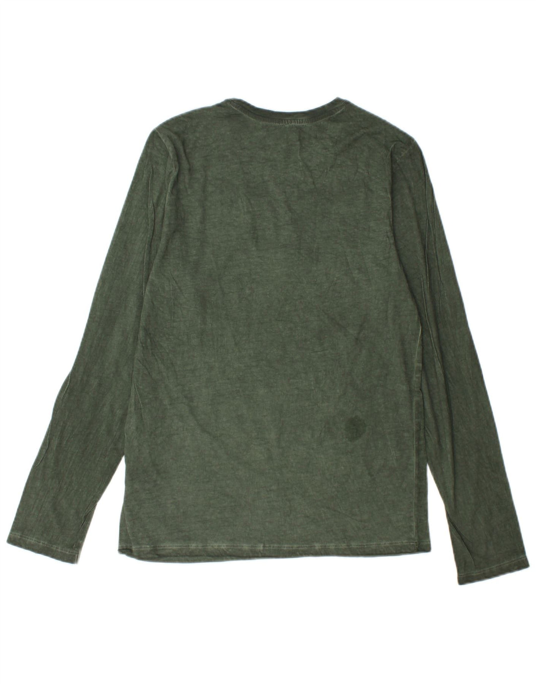 Мужской топ с рисунком BENETTON, зеленый хлопок с длинным рукавом, маленький размер