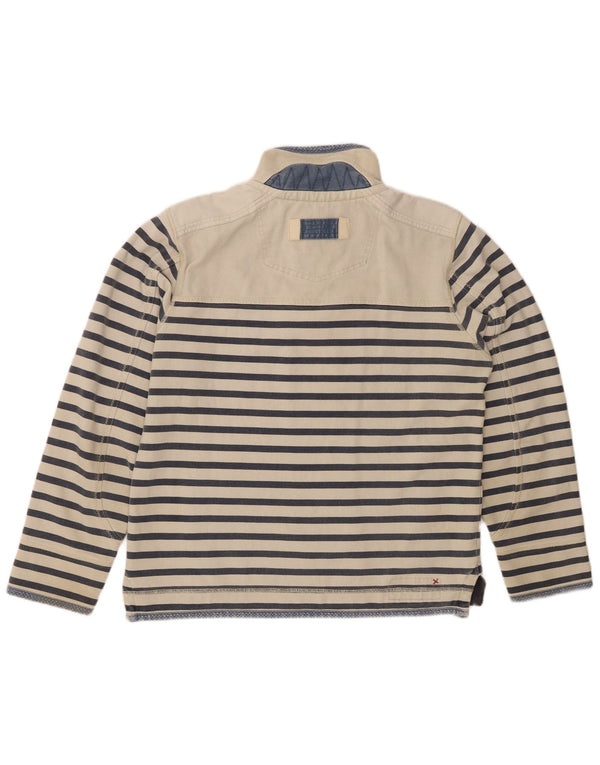 Мужской свитер FAT FACE с воротником на молнии, маленький хлопковый джемпер в белую полоску