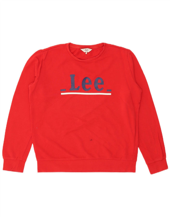 Женский джемпер с рисунком Lee Regular Fit, хлопковый джемпер, Великобритания 14, средний красный цвет