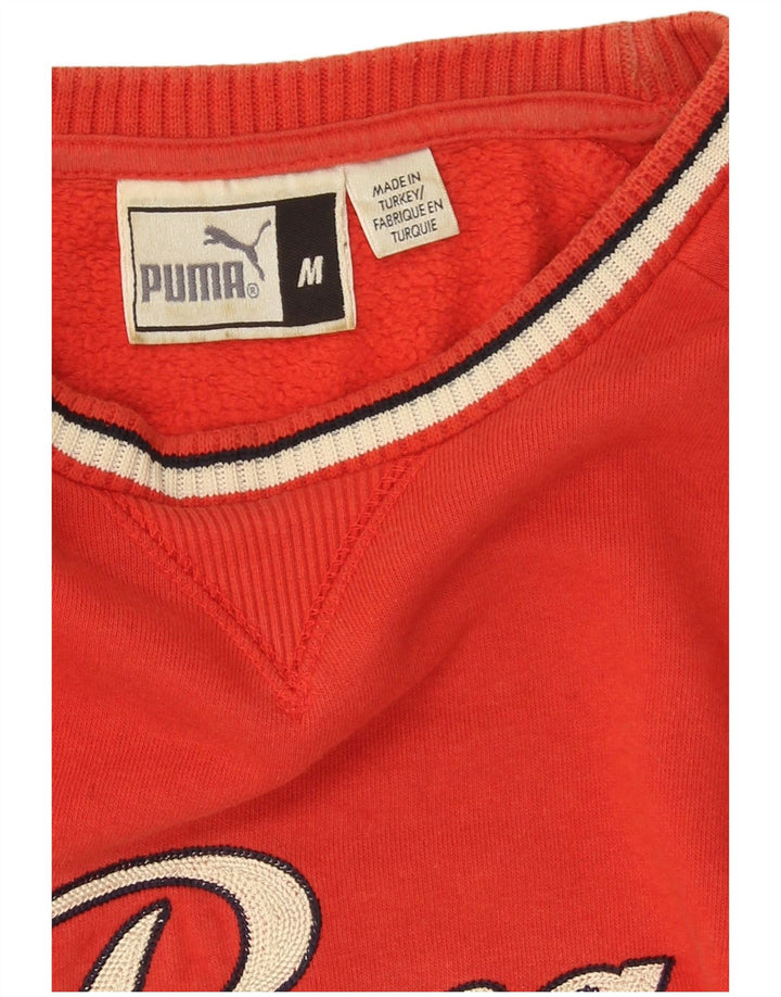 Мужской свитшот с рисунком Puma, хлопковый джемпер среднего красного цвета