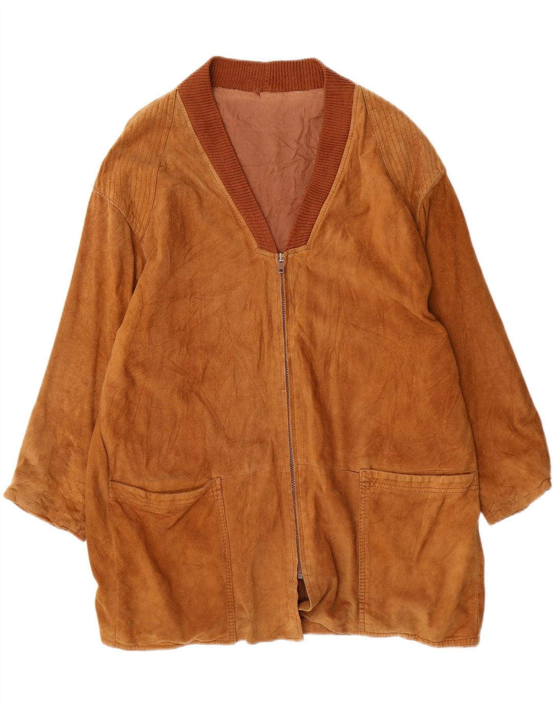 Винтажная мужская замшевая куртка UK 40, большая коричневая