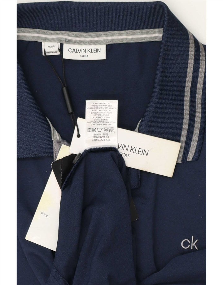 Мужская рубашка-поло Calvin Klein, маленькая, темно-синяя, полиэстер