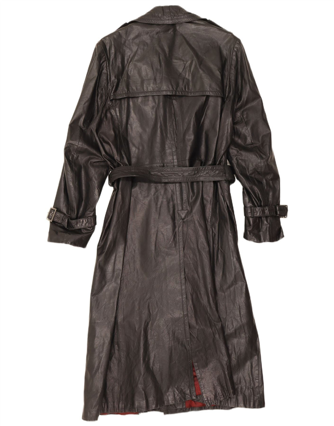 Винтажное женское двубортное кожаное пальто IT 48 XL, черное