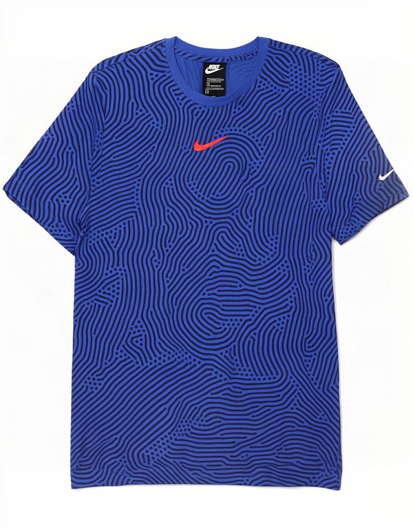 Мужская футболка стандартного кроя Nike из хлопка среднего синего цвета с геометрическим рисунком