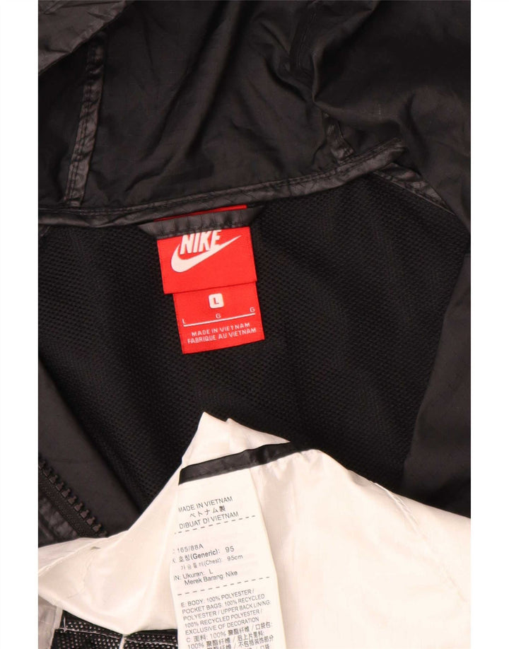 Женская дождевик с капюшоном Nike UK 16, большая черная полиэстер с цветными блоками