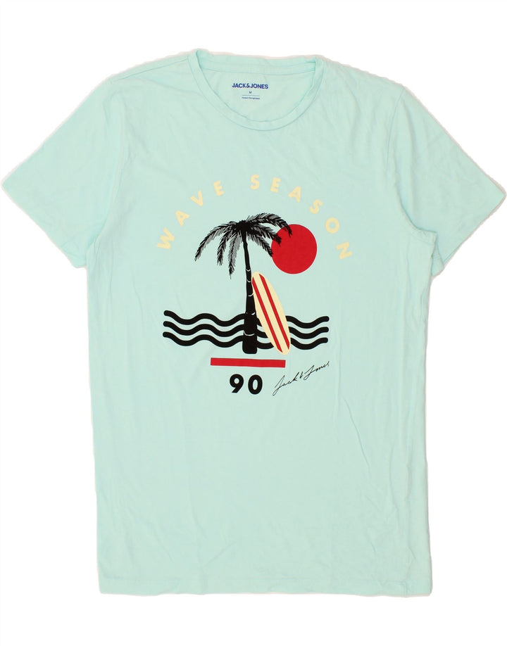 JACK & JONES Mens Graphic T-Shirt Top Medium Turquoise Vintage Jack & Jones and Second-Hand Jack & Jones from Messina Hembry 