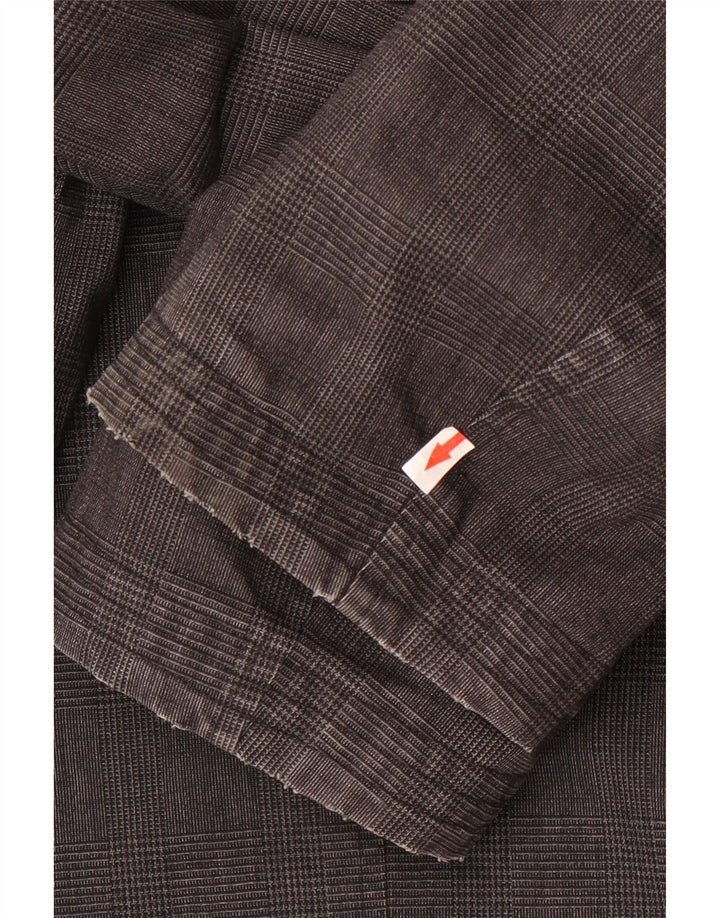 Мужское пальто Fred Perry UK 38, хлопковое средне-серое в клетку