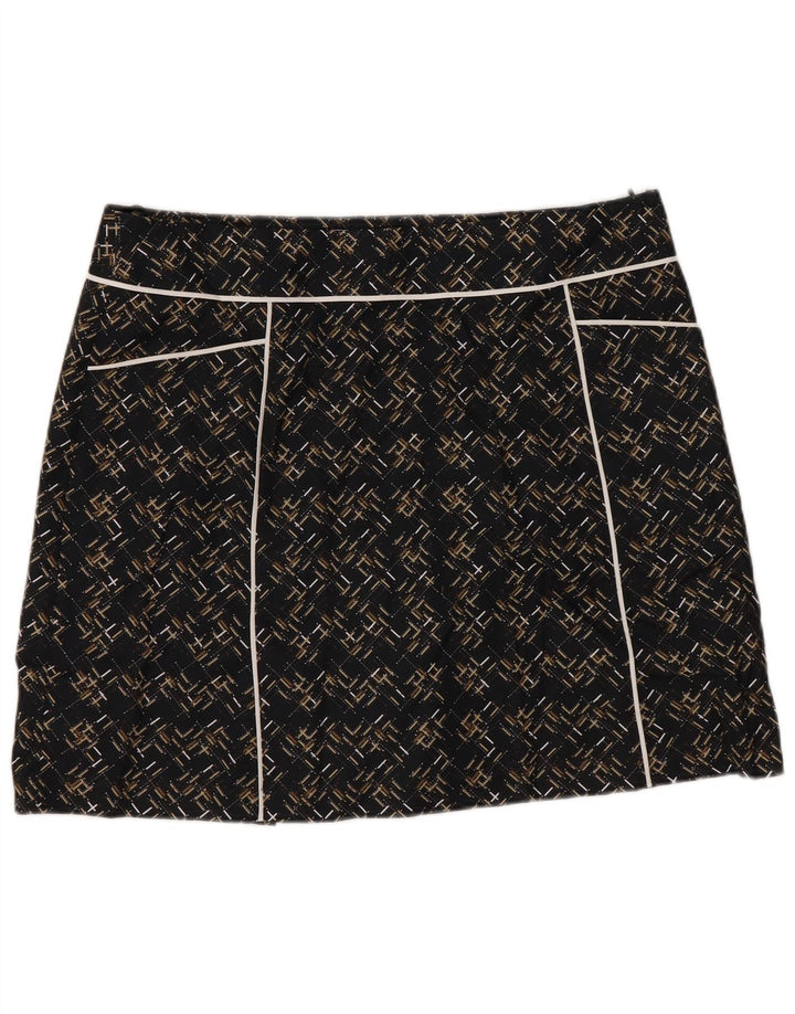 IZOD Женская мини-юбка US 6 Medium W32 Черная полиэстер с геометрическим рисунком