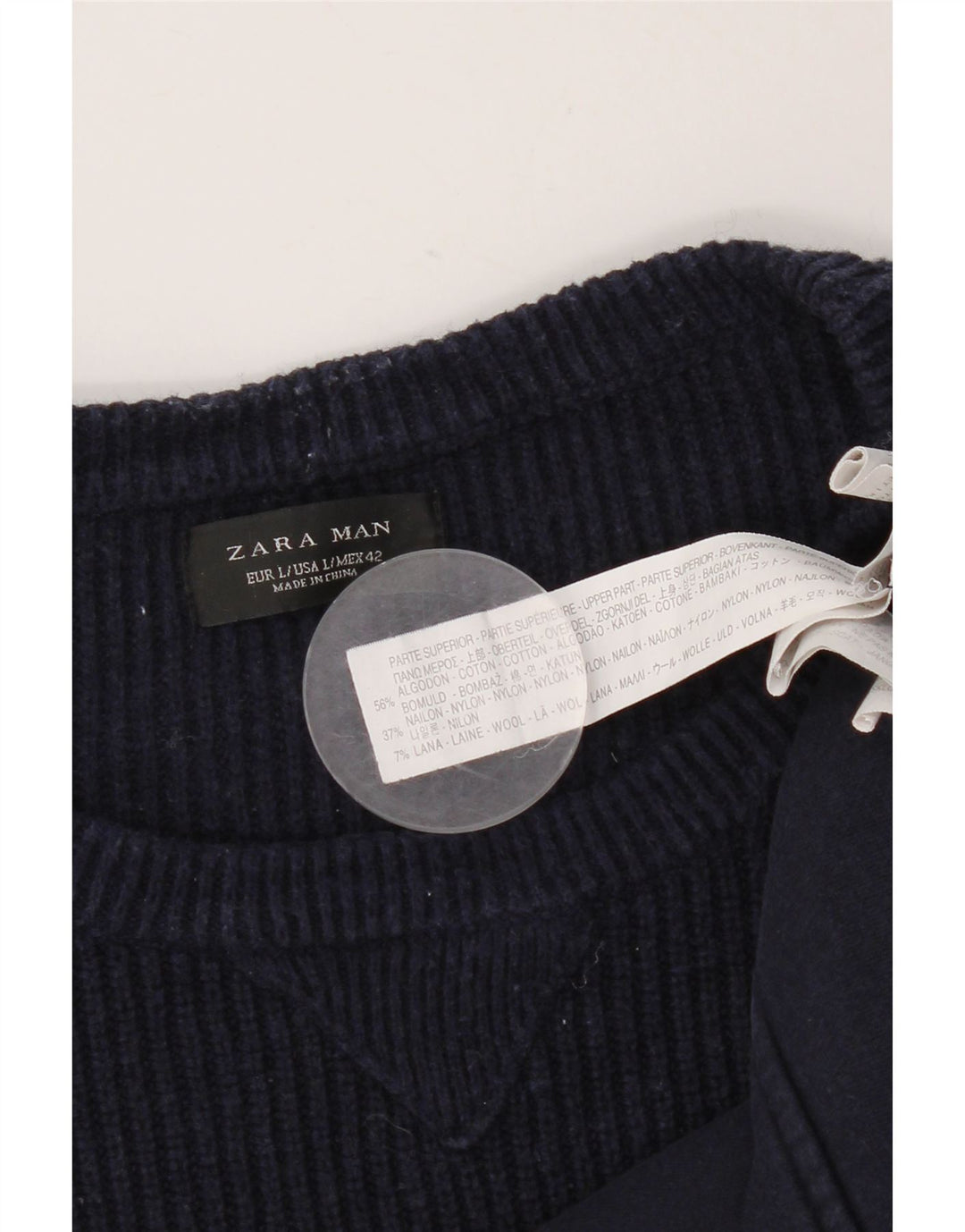 Мужской свитер Zara, большой темно-синий хлопковый джемпер