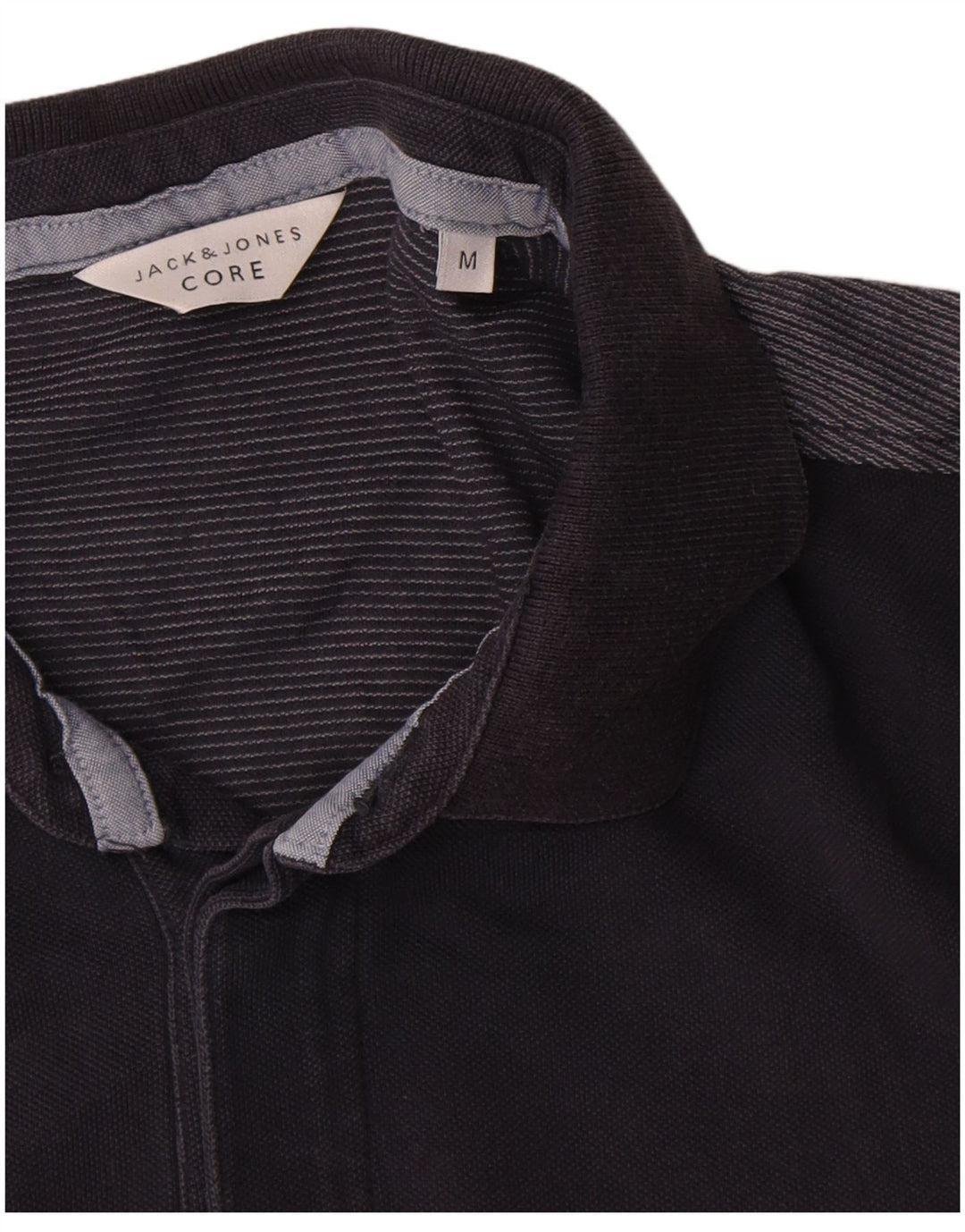 Мужская рубашка-поло Jack & Jones среднего размера, темно-синяя, хлопковая с цветными блоками
